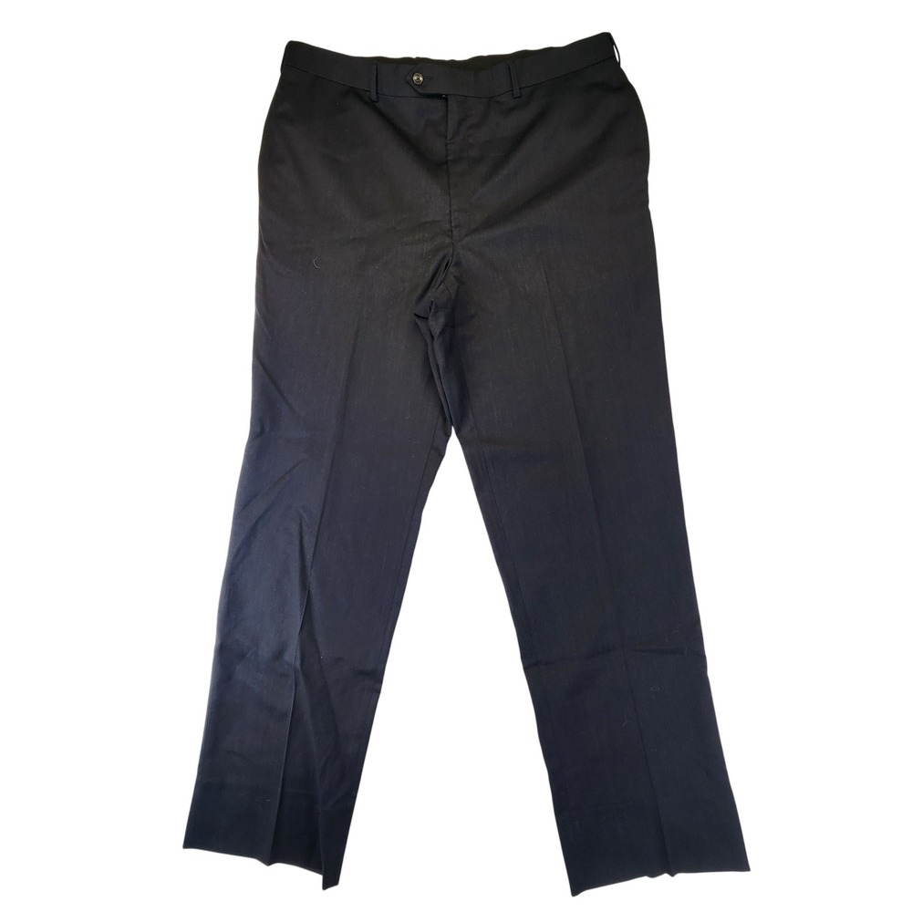 Jos. A. Bank Traveler's Collection Mens 40x31 Black 100% Wool Flat Front Pants